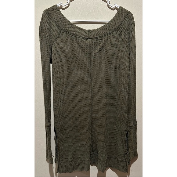 We the Free Waffle Knit Off Shoulder Long Sleeve Oversized Tunic Size Small - Picture 6 of 6